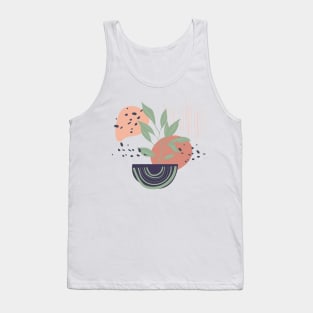 Abstract shapes lines dots and leaves digital design Tank Top